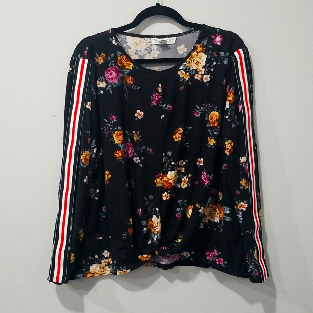Eye Candy Long Sleeve Floral Sports T-Shirt, Sz 3X
